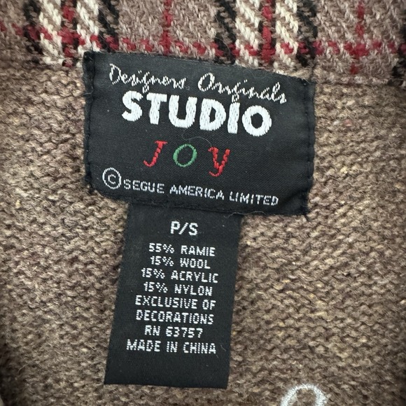 Vtg 90s Embroidered Snowman Cardigan Sweater Vest P/S Xmas Country Granny Core - Picture 2 of 11